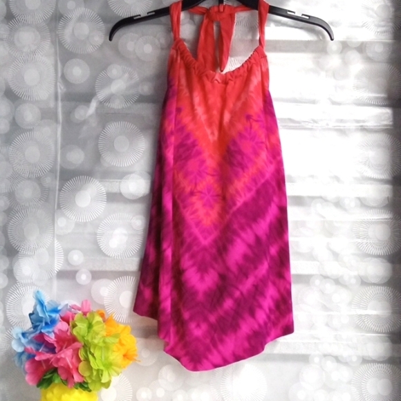 AQUAGREEN FUCHSIA TIE DYE HALTER TIE TANKINI SWIM TOP SIZE SMALL NWT - Picture 1 of 3